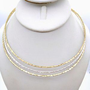 Premier Designs Triple Mixed Metals Collar Choker Necklace